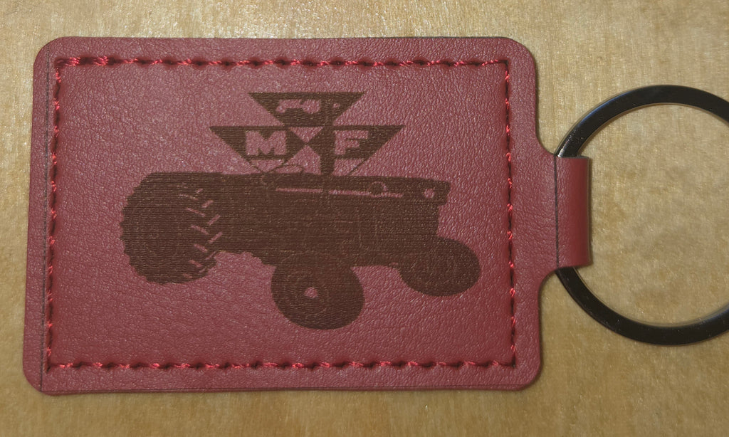Vintage Style Massey Ferguson Red Leather Keychain