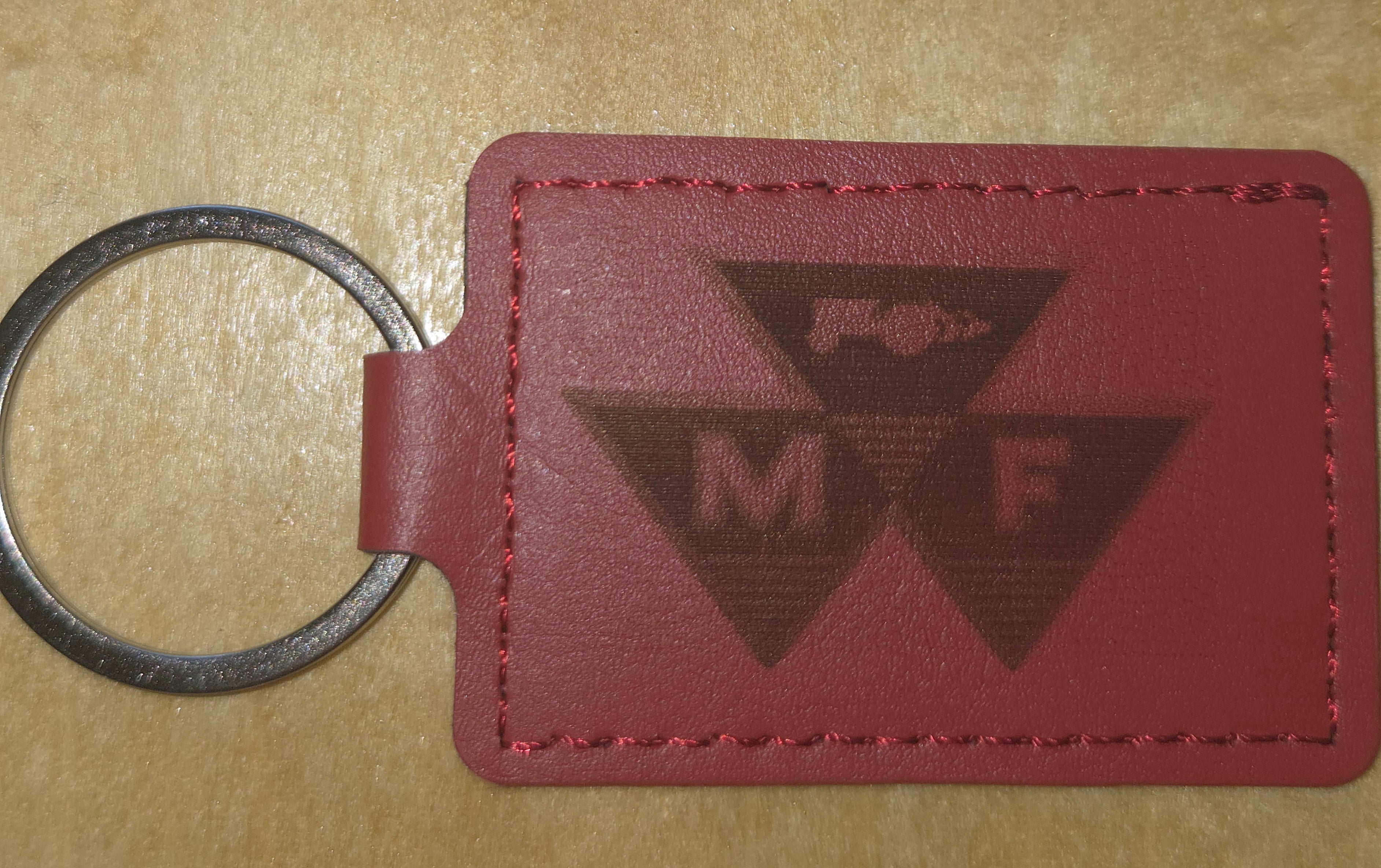 Vintage Style Massey Ferguson Red Leather Keychain