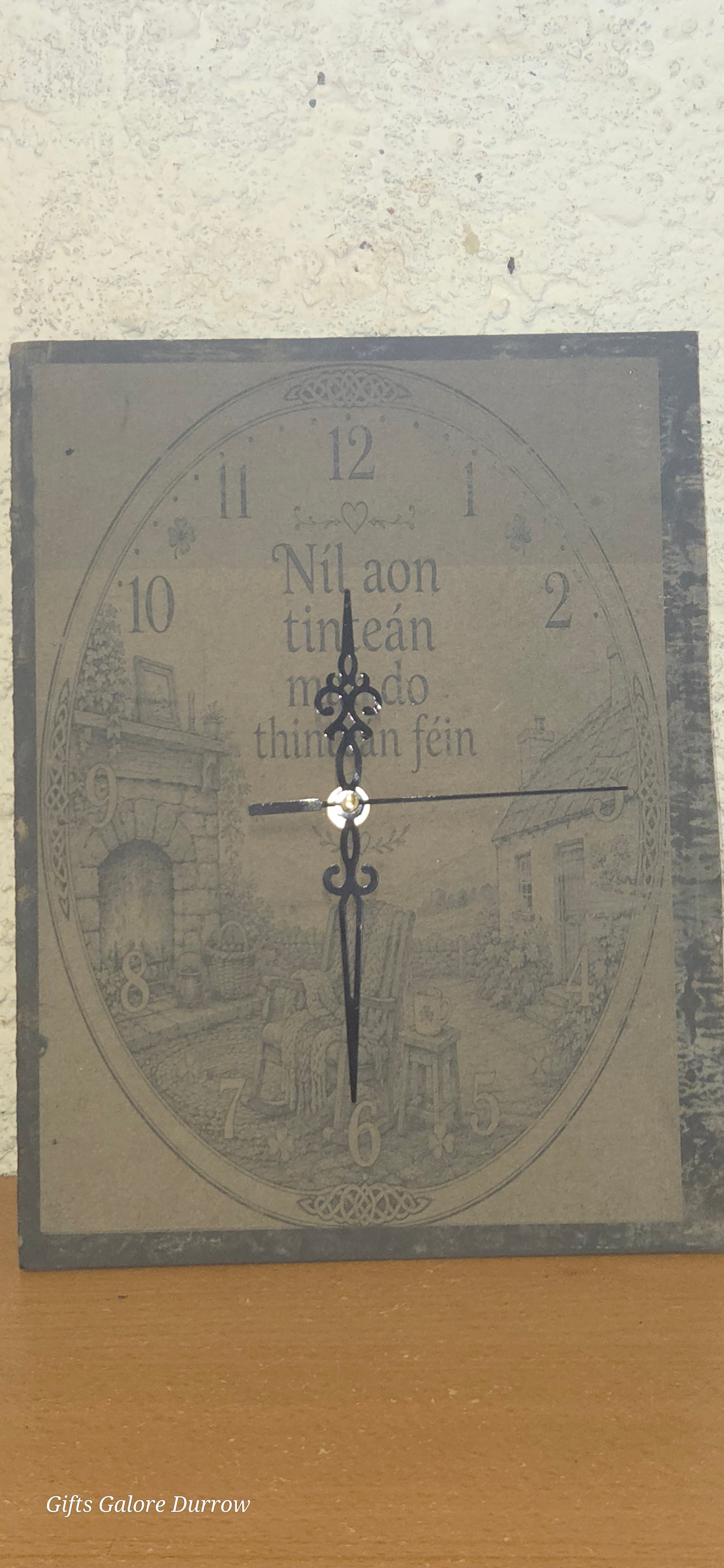 Traditional "Níl Aon Tinteán" Slate Clock