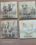 Rustic Farm Animal Coaster Set – Set of 4
