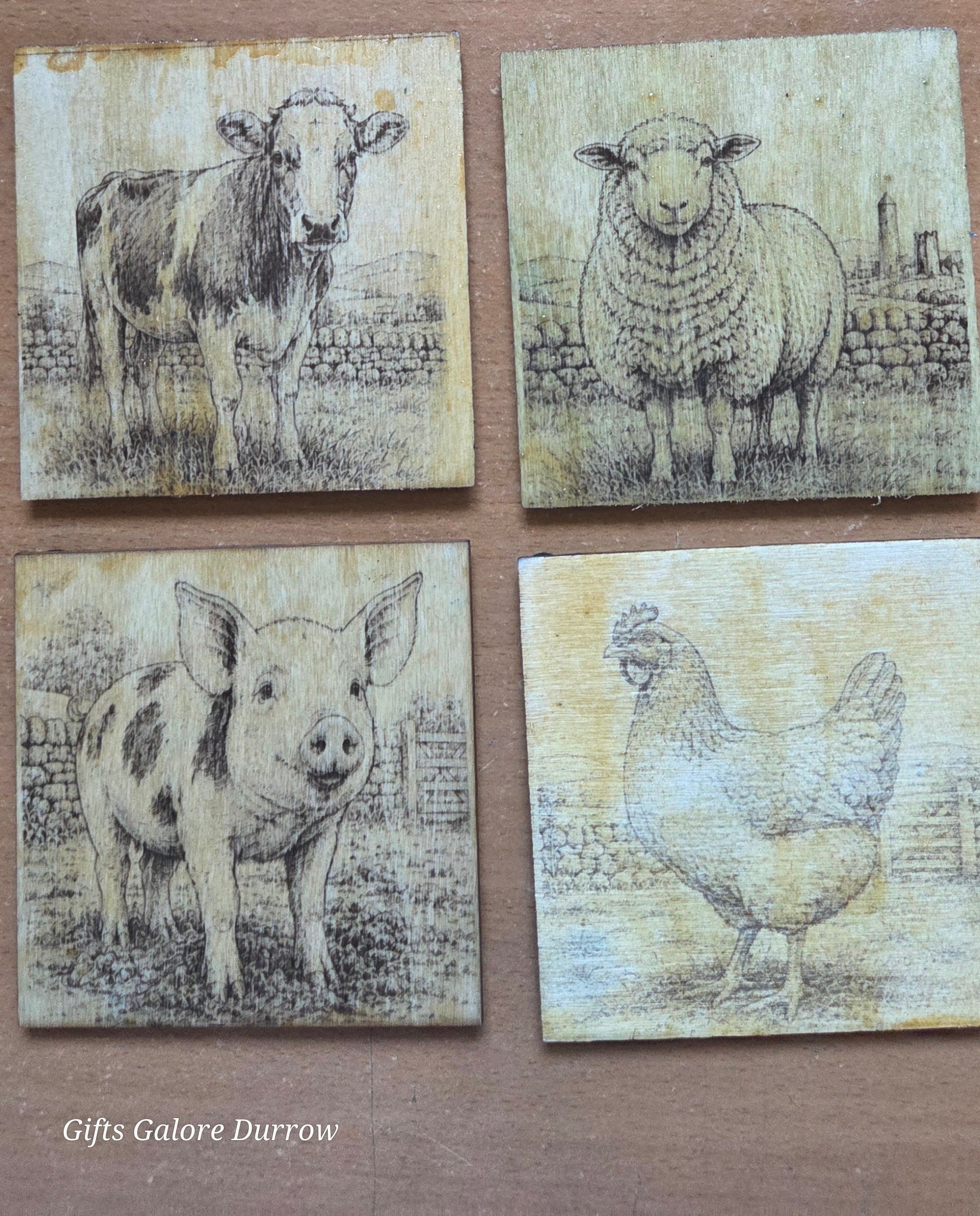 Rustic Farm Animal Coaster Set – Set of 4