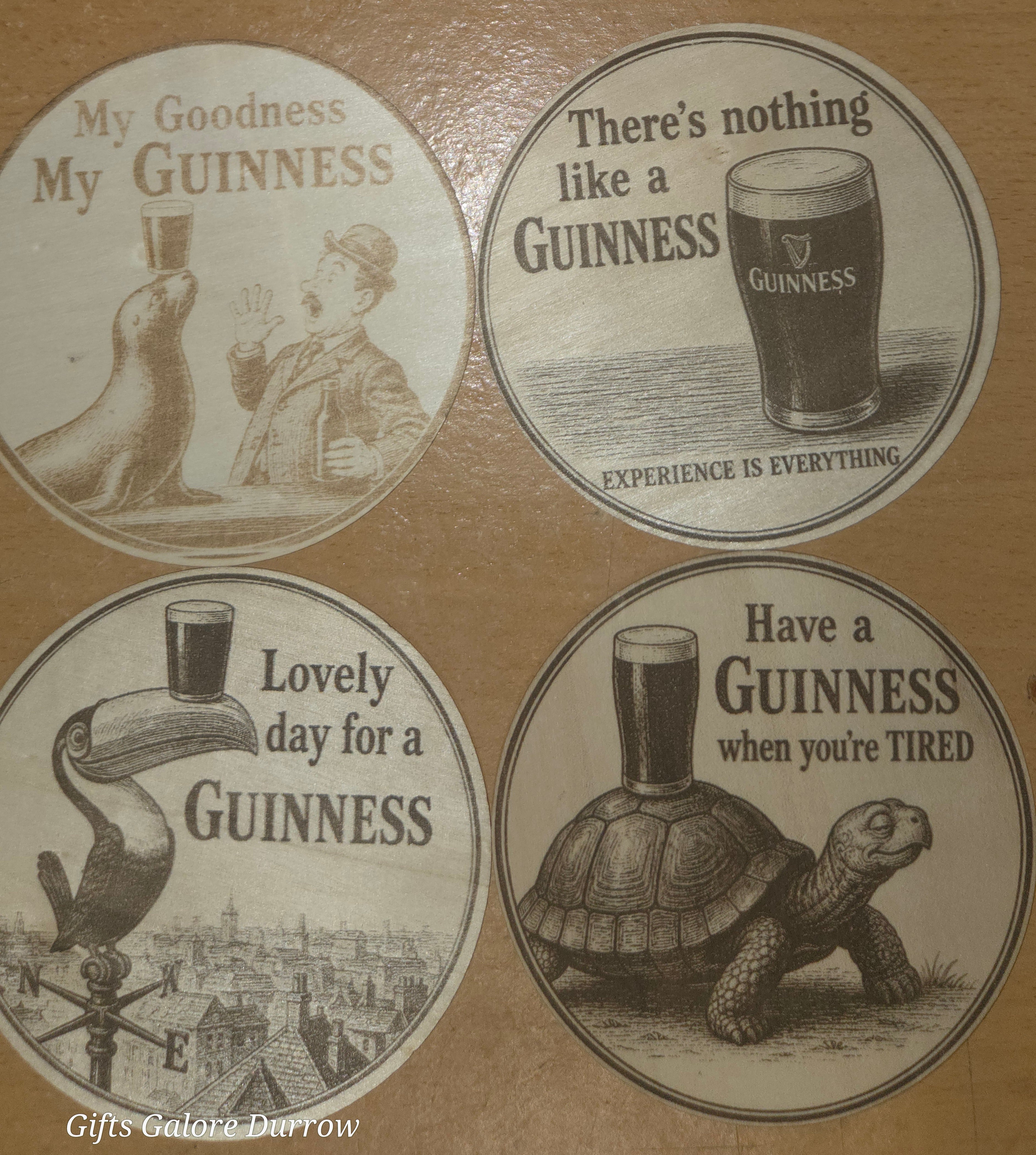 Vintage Guinness Wooden Coaster Set