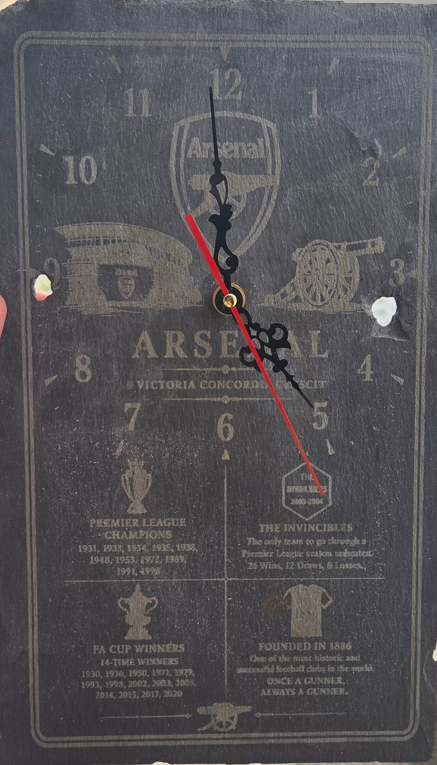 Arsenal "Invincibles" Engraved Slate Clock