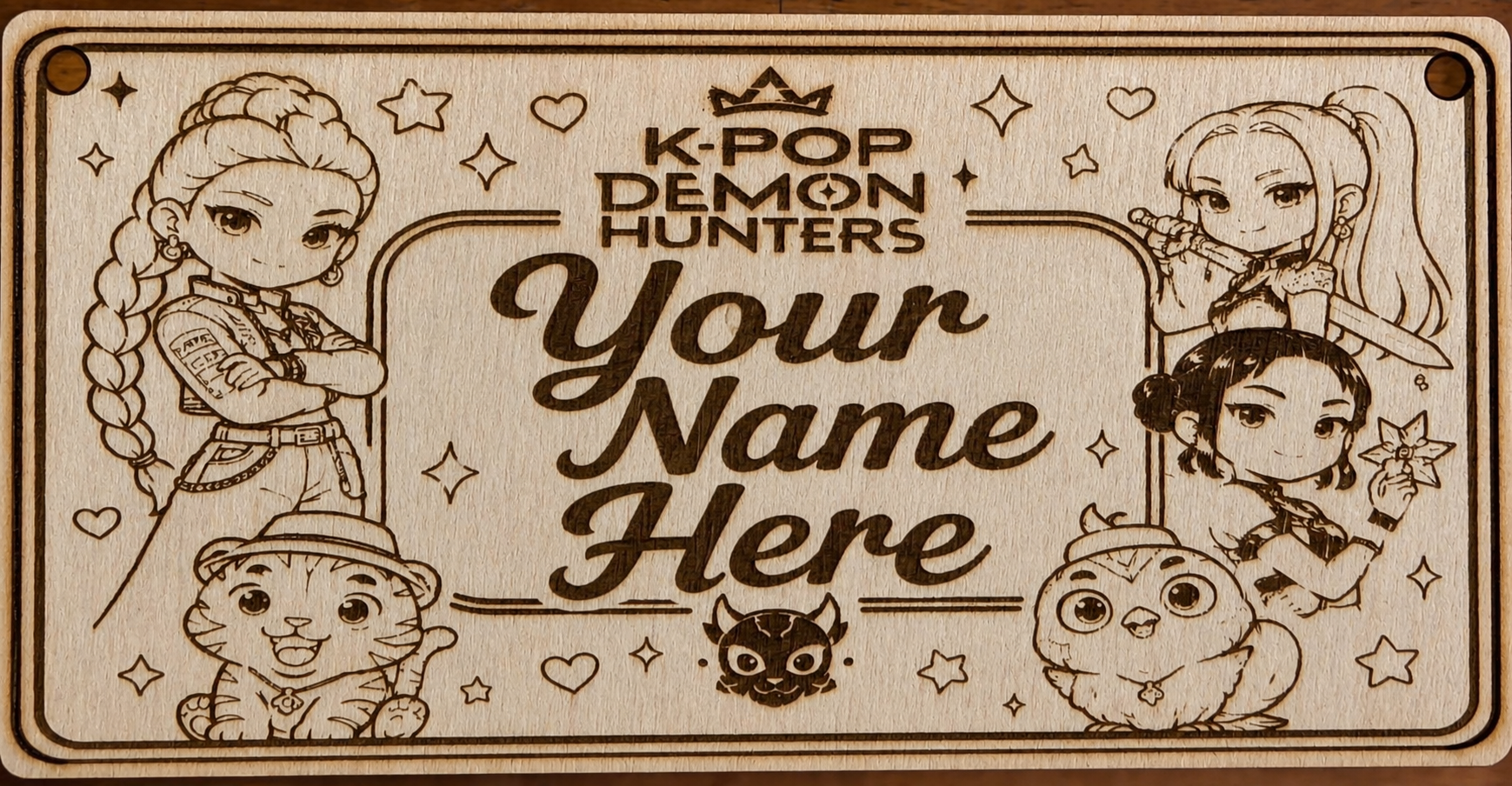 Personalised K-Pop Demon Hunters Wooden Plaque